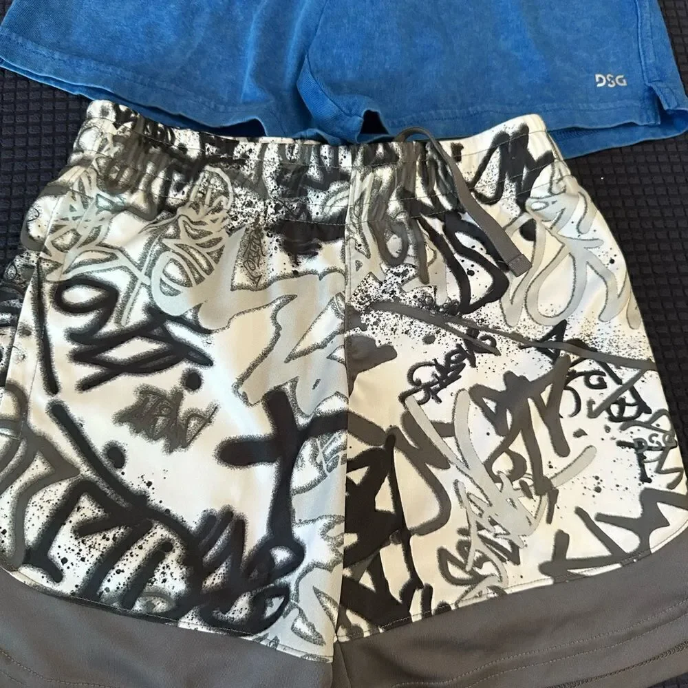 DSG | Boys Graffiti Knit Train &  Blue Cotton Jersey Shorts Lot | XS 6/7
